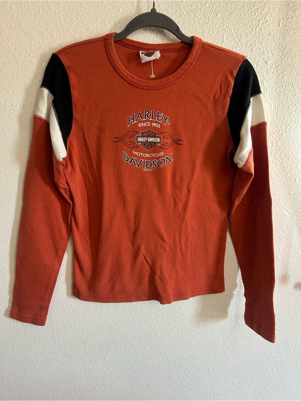 Vintage Y2K Harley Davidson USA Grunge Long Sleeve Tshirt Womens Size L